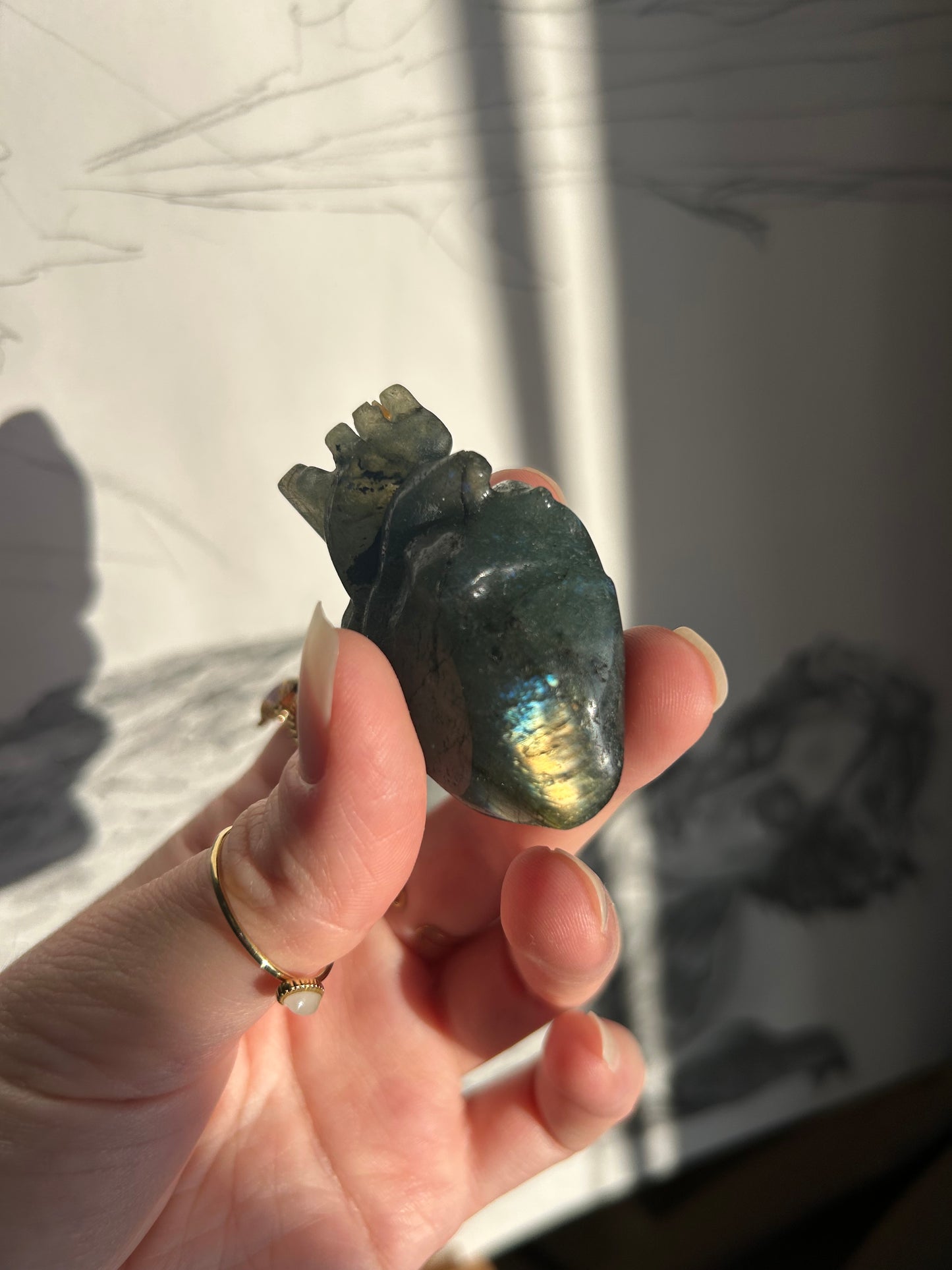 Cœur sculpté - Signature Labradorite